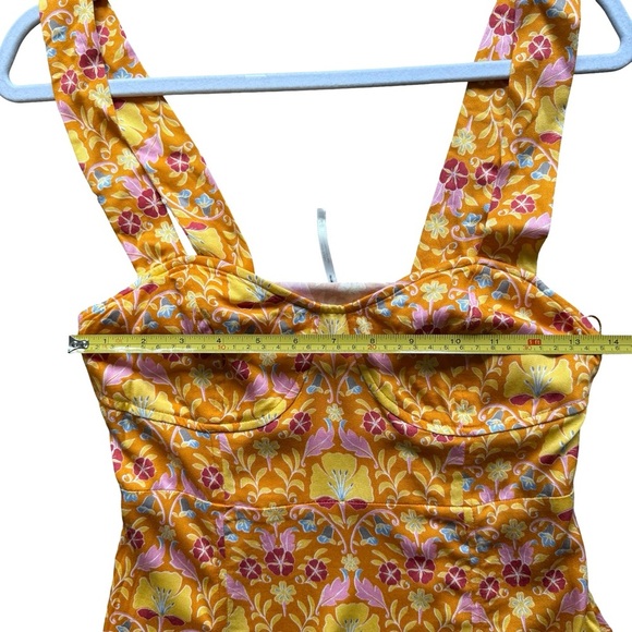Free People Yellow Floral Sasha Mini Dress Size XS Boho Cottagecore Festival - Picture 6 of 14